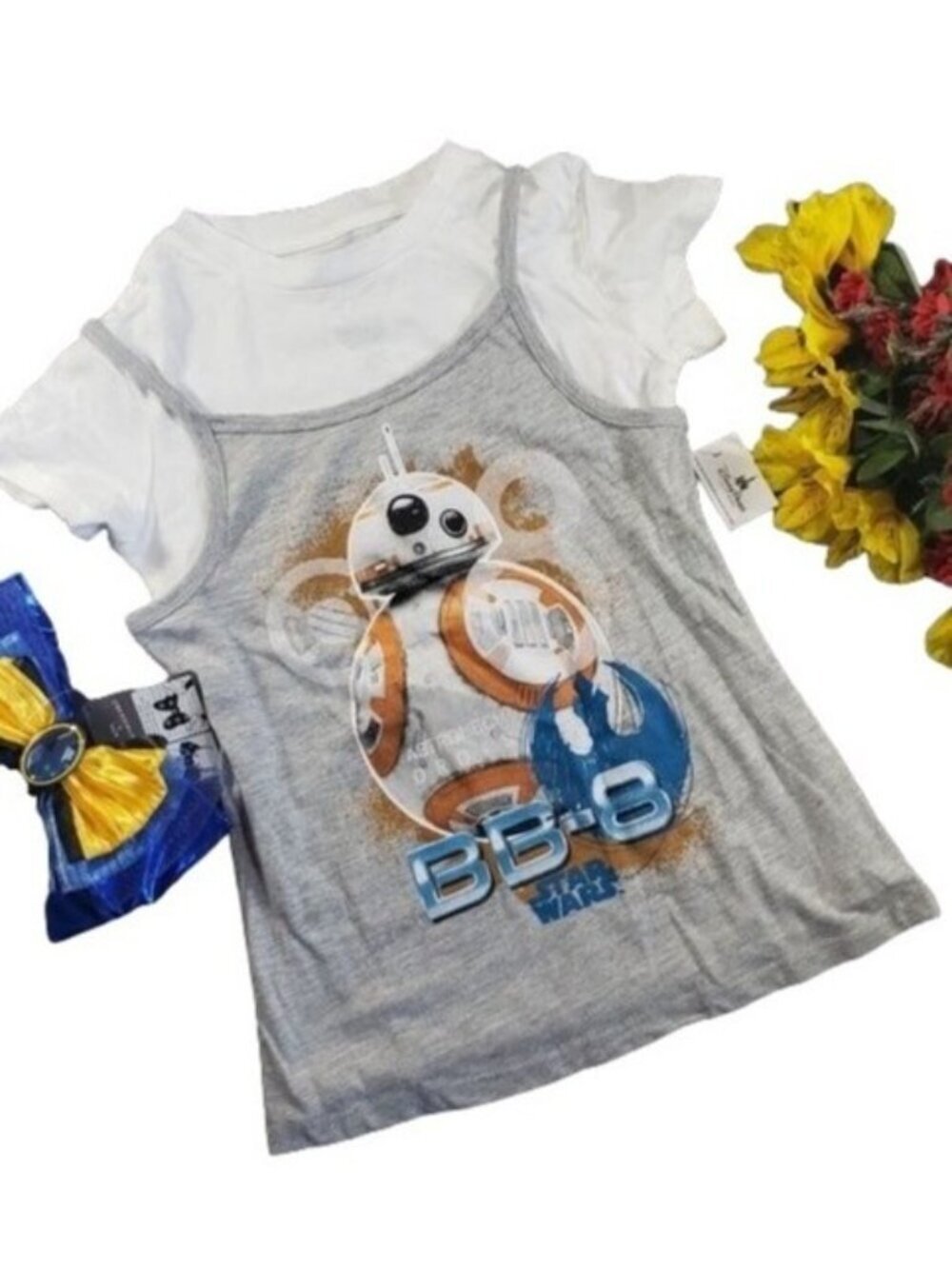 Disney Star Wars BB 8 Blouse Girl Tank Short Sleeved Shirt Graphic Tee Shirt